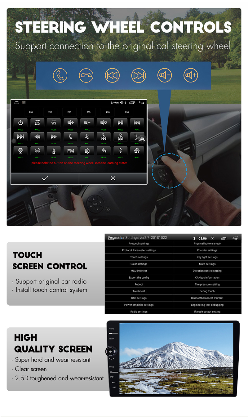 2.5D Touch Screen 10 Inch 1 32 GB Mp5 Player for Android Car Audio FM Transmitter
