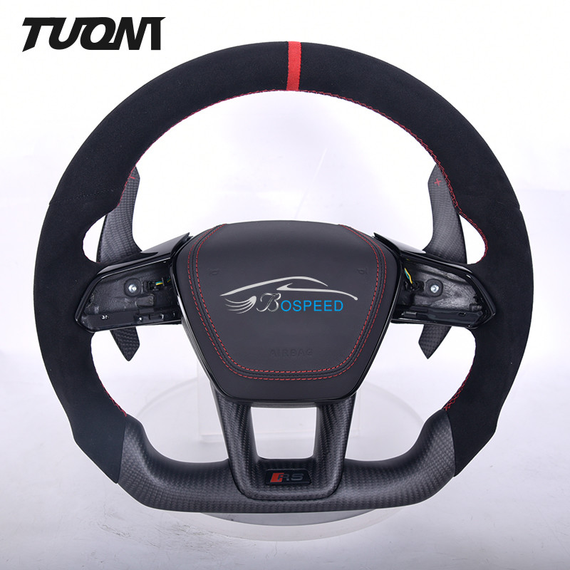 Alcantara Leather High Matte Carbon Fiber Steering Wheel For Audi Rs 6 C8