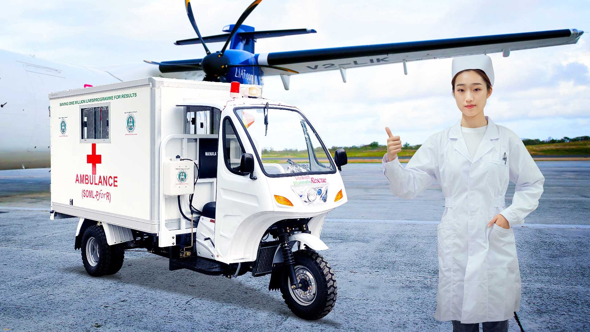 DAYANG 2021 Water Cooled Engine 175CC Three Wheel Ambulance Tricycle for Passenger