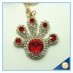 Rhinestone palmation Hand Shape Pendant key chain Custom Jewelry metal Key Chain