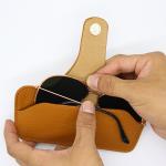 Travelling Textured Metal Chain Buckle PU Leather Sunglasses Case Multicolor