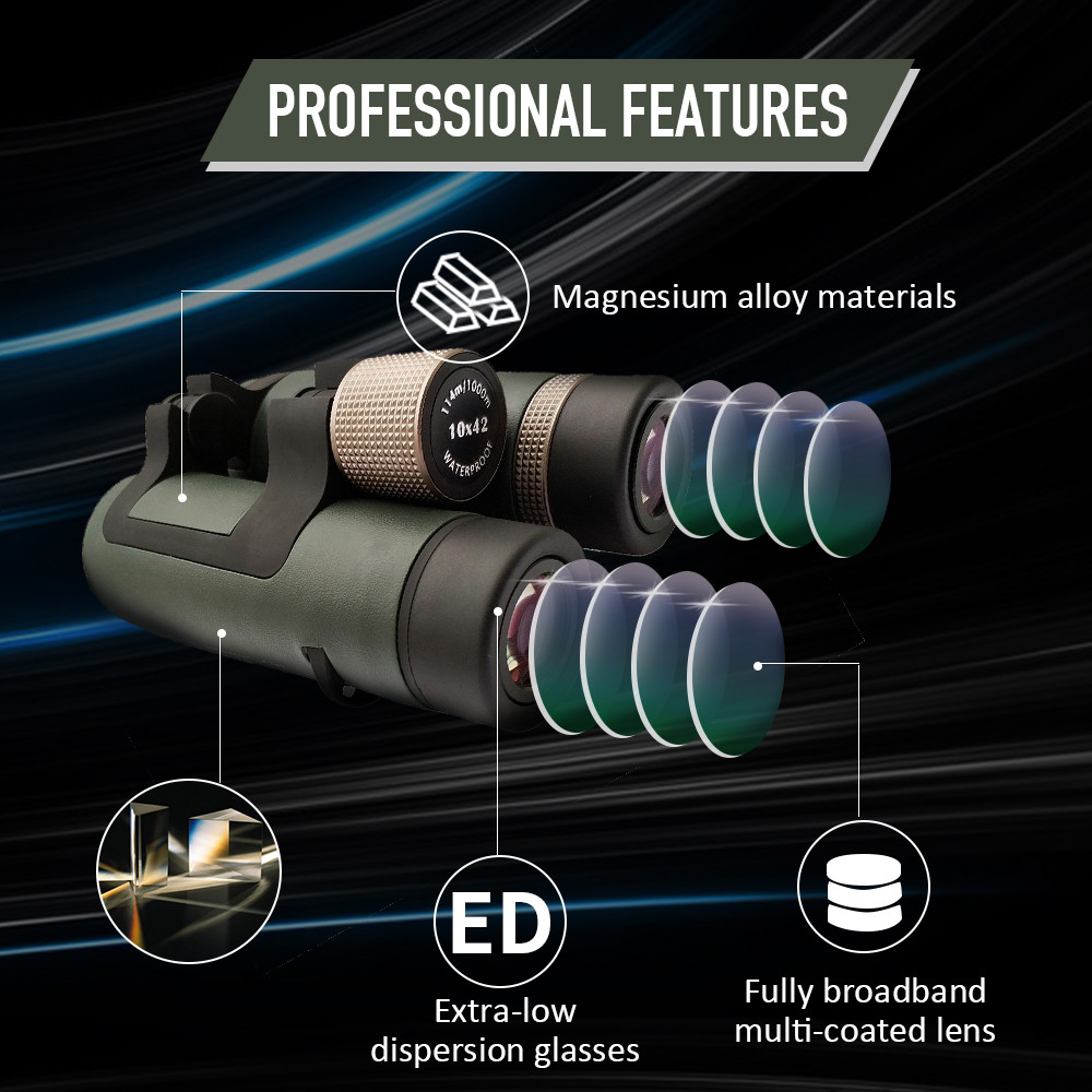 Waterproof 8x42 Roof Prism Binoculars For Hunting