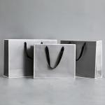 Gift Craft Industrial Customized Kraft Paper Shopping Bag with Ribbon Handle