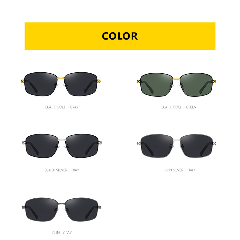 Adult Trend Outdoor Shades Metal Frame Polarized Sunglasses Mens Luxury Black Frame
