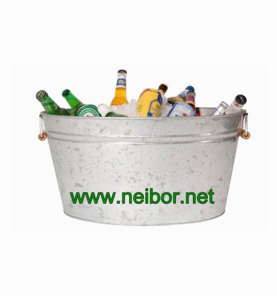 large galvanized steel metal oval beer bucket oval tub oval basin beer cooler