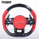 Red Suede Leather Mercedes Benz Steering Wheel Carbon Fiber LED Smart