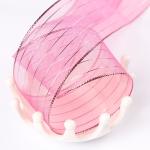10mm-25mm Gold Line Striped Polyester Organza Ribbon for Gift Wrapping and Boxes
