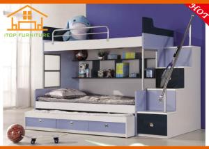 Quality mdf melamine stairs storage trundle bed ikazz kids bunk bed 2016 Fashionable bedroom sets wooden bunk kids bed wholesale
