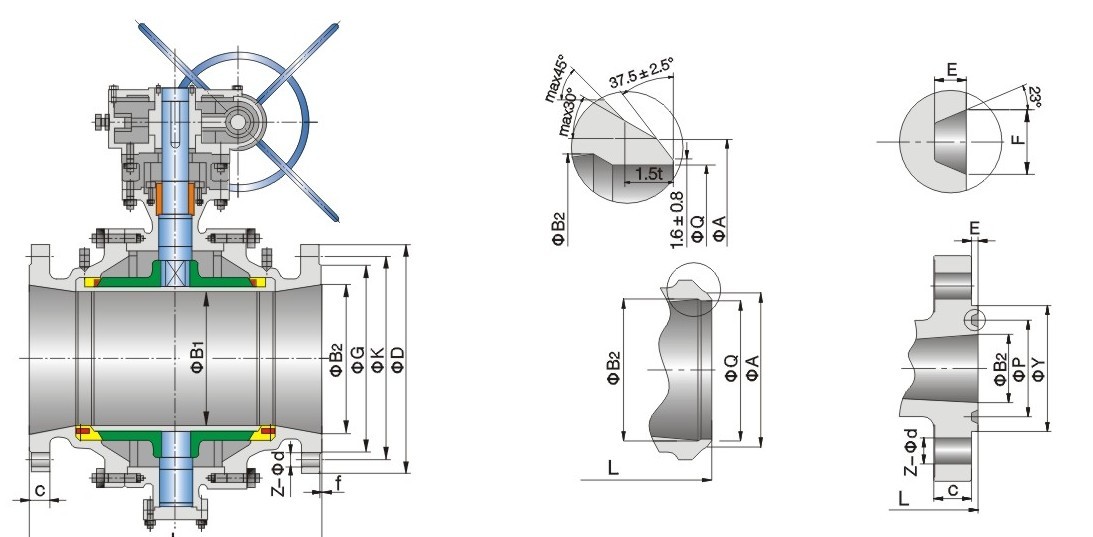 Soft Seated Reduced Bore Ball Valve 2 Inch - 24 Inch Distinctive Seating Structure
