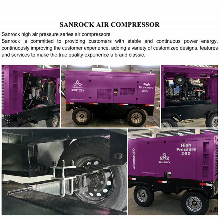 Mining Screw Air Compressor Machine High Pressure Portable Diesel Air Compressor Screw