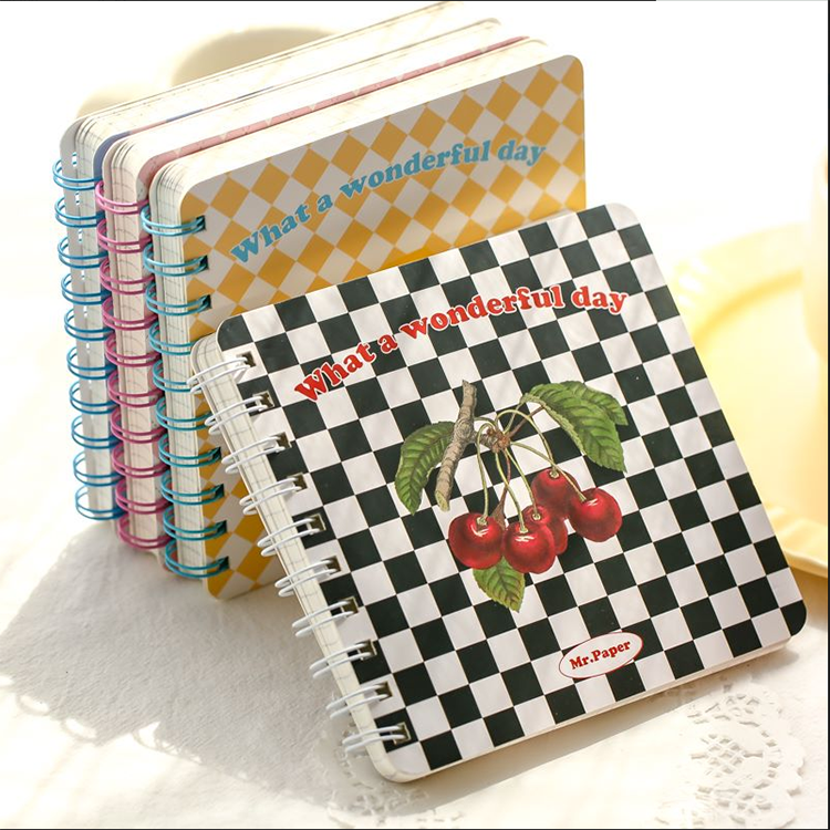 College Student Stationery Square Notebook with Blank Fruits Cover and 128 Inner Pages