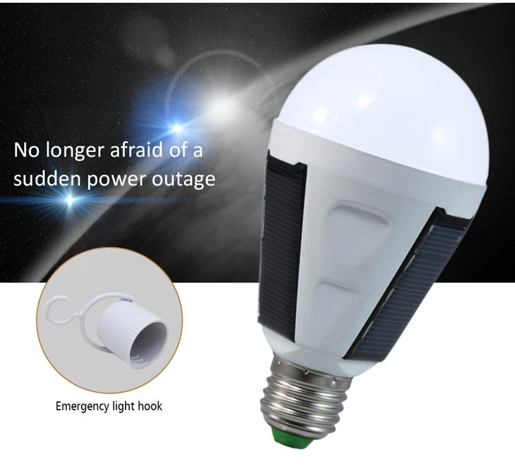 7W led bulb IP65 solar 85-265V led bulb emergency rechargeable led lamp energy saving 6000K E27 2017 new led lamp panel