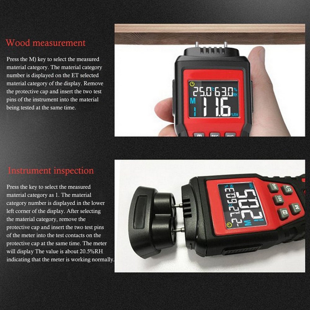 EMC Digital Wood Moisture Meter , 99.9%RH Hygrometer Moisture Meter