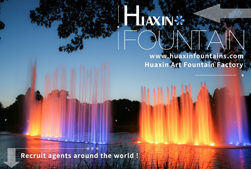 Multi Colored Water Fountain , RGB Led Light Water Feature Large Scale