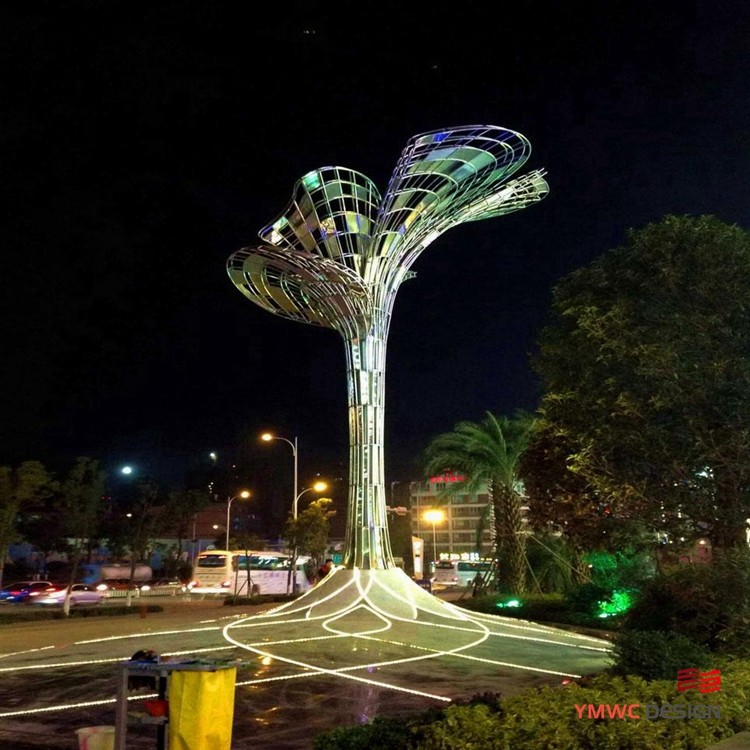 Customized Modern Style Metallic Luster Supports Outdoor Landscape Sculpture for Mall