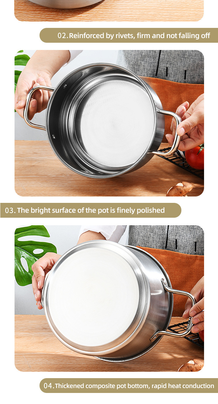 Escalation Series 5Pcs Multi-Purpose Kitchen Pots Cooking Cookware Sets Stainless Steel Pots Sets