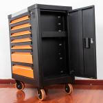Vertical SPCC Heavy Duty Tool Box Trolley Silent 7 Drawer Rubber Wheels