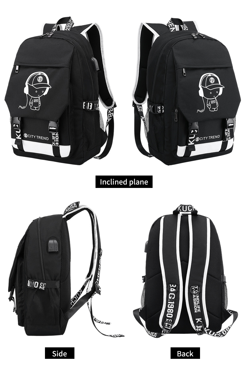 Factory wholesale custom fluorescent logo boys waterproof bookbag durable luminous student school bags backpack for men