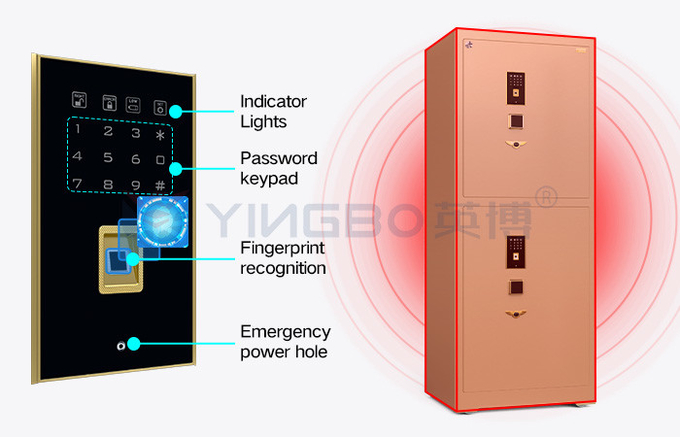 Smart Bank Biometric Commercial Safe Box Fingerprint Lock H1880mm With 7 Open Ways
