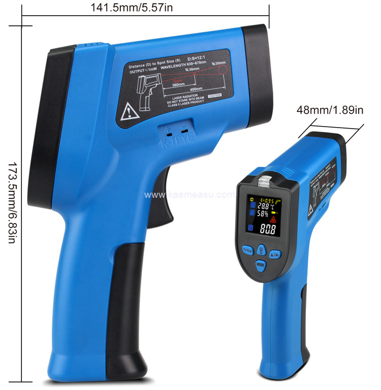 Kaemeasu 550℃ Color Display No Touch Thermometer With K Type Thermocouple