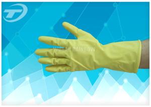 Quality 100% Natural Latex Household Gloves With Dipped Flocklined Washing Rubber Gloves wholesale