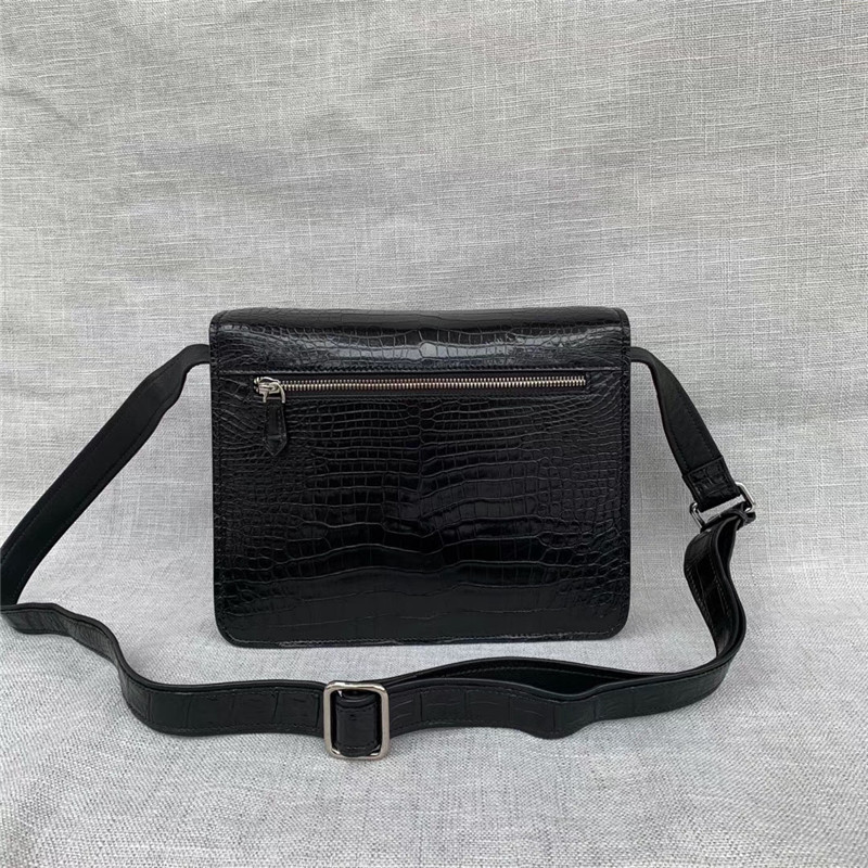 Authentic Alligator Leather Male Flap Purse Cross Shoulder Bag Genuine Crocodile Belly Skin Businessmen Messenger Bag