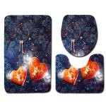 Romantic Valentine'S Day Toilet Mat Set 3 Piece Bath Rug Set non slip