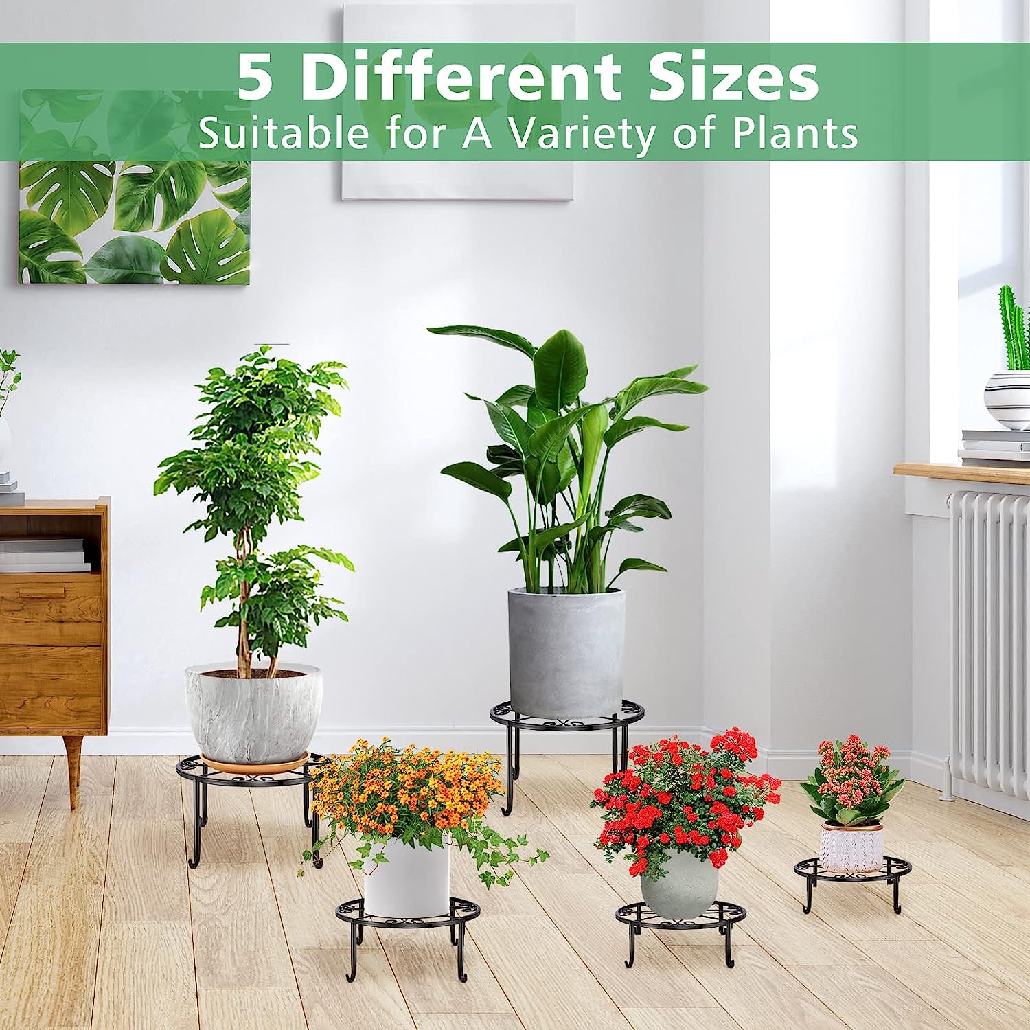 Metal Flower Pot Stand Black Steel Vintage Powder Coating Plant Pots Planters Rack