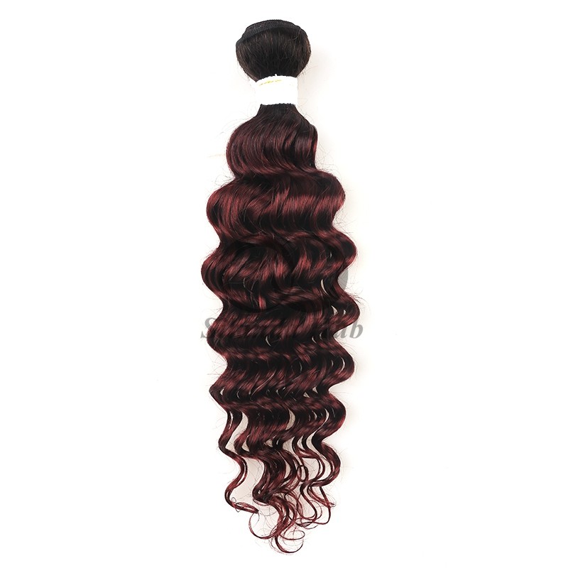 #T1B/99J Deep Wave Remy Human Hair Bundles Sew In Weave Bundles Brazilian Bundle Deals