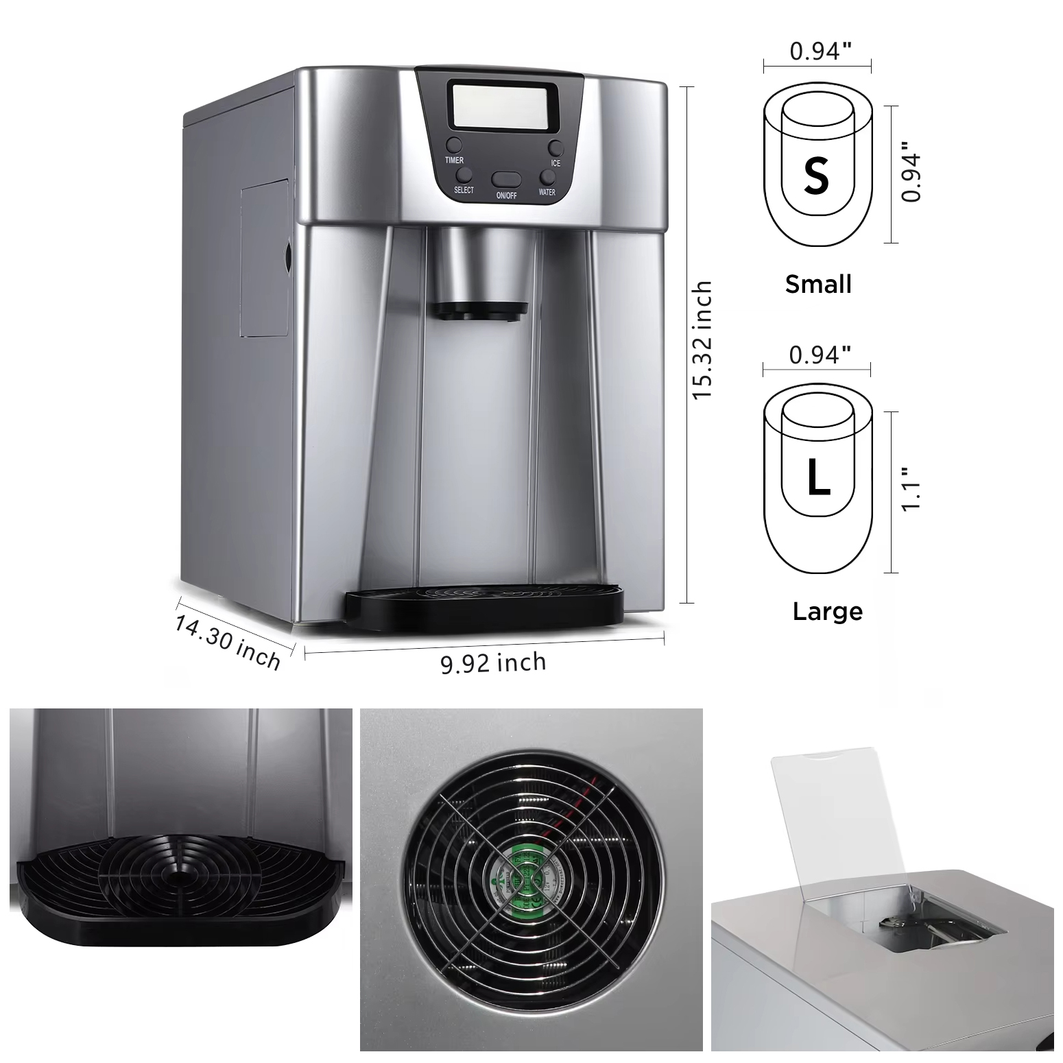 20kg Bullet Ice Block Making Small Home Commercial Ice Maker Machine for Business Automatic input water type Hand watering