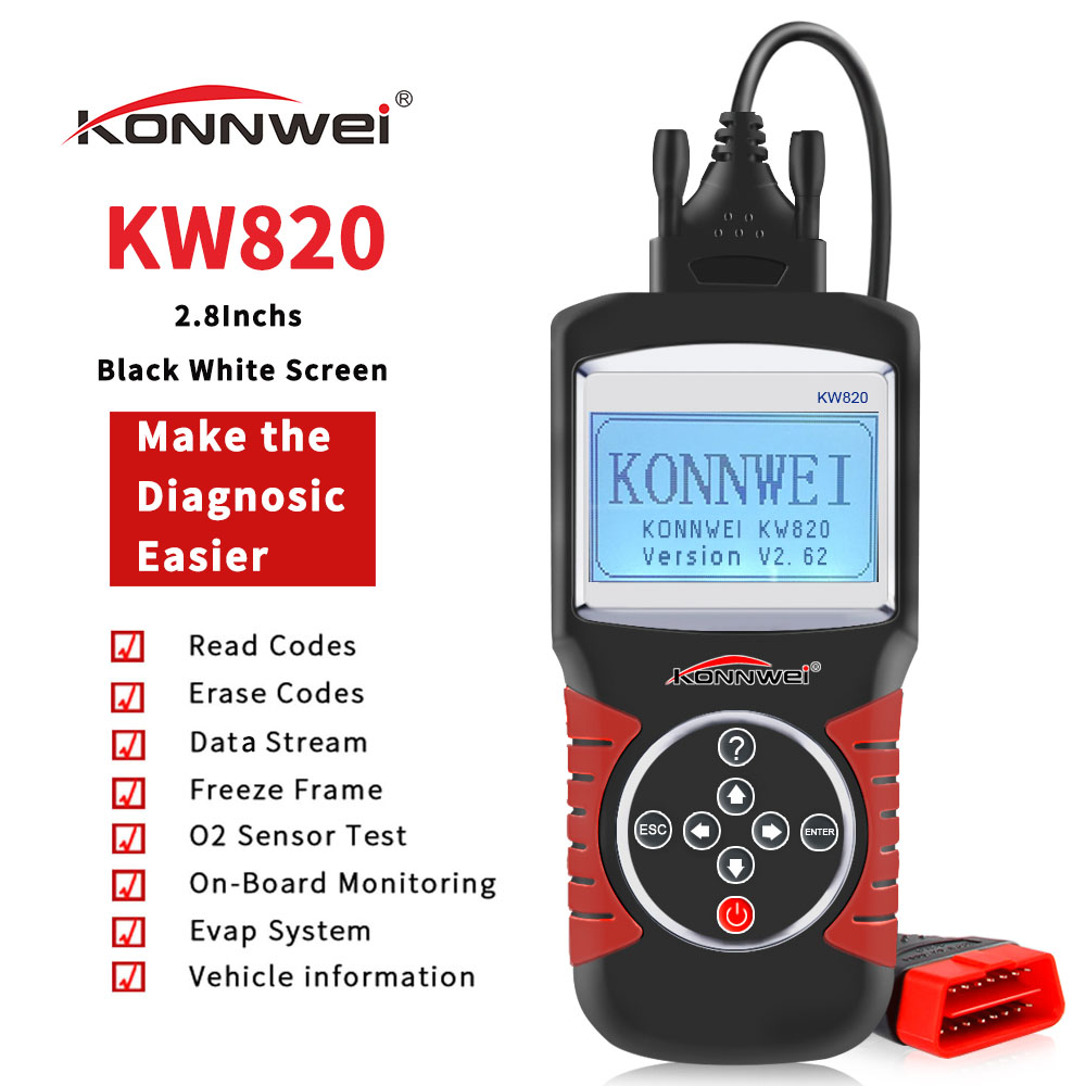 Universal Konnwei OBD2 Scanner Automotive Code Reader Diagnostic Car Test KW820