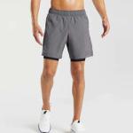 OEM Workout Woven Shorts Polyester Double Layer Customized Logo Print Embroidery