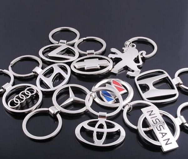 Square Citroen VIP Promotional Metal Keychain With 27mm Flat Split Ring