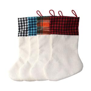 Quality Personalised Sublimation Christmas Ornament Blanks Linen Christmas Stocking Elegant wholesale