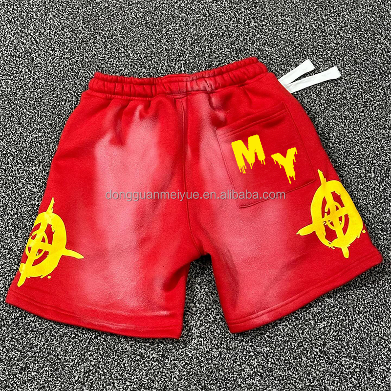 Custom Shorts Jogging Acid Wash Vintage Streetwear Screen Printing French Terry Shorts Sport Basketball Shorts for Men Cotton
