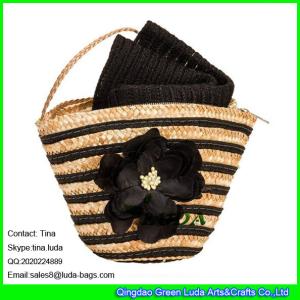 Quality LUDA mini straw handbag fashoin stripe children shoulder straw bag wholesale