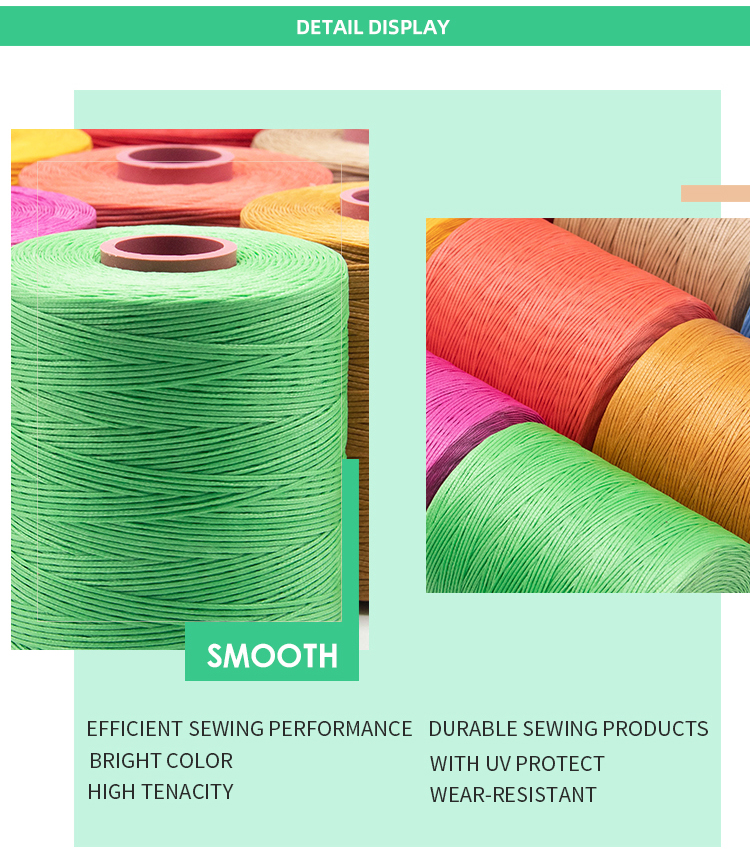 210D/1*16 Waxed Thread 1mm Polyester Thread for Steering Wheel Sewn Chemical-Resistant