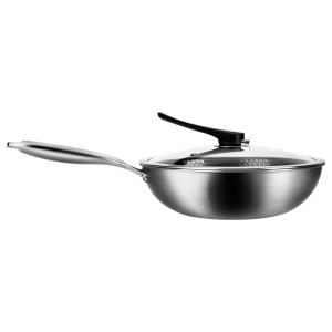 Quality Honeycomb 304 Stainless Steel Wok Pan Kitchen Cooking Pans 1.35kg 8cm Height wholesale