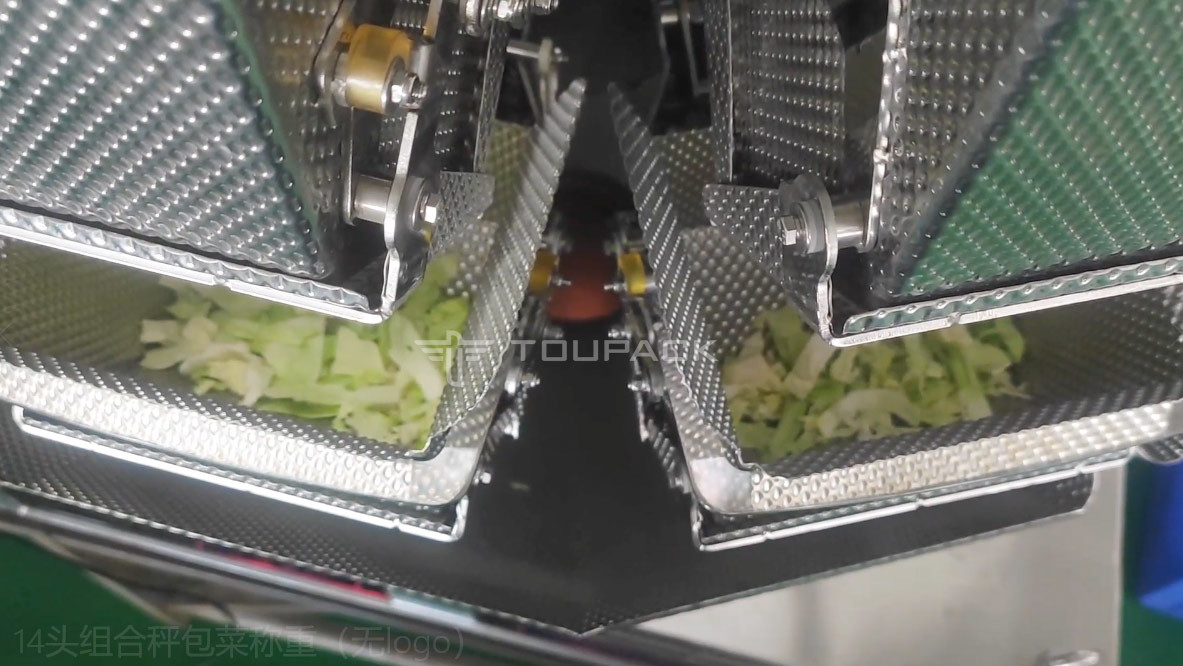100-3000g Fruit Salad Weighing Packing Machine With 14 Head Weigher 60P/M