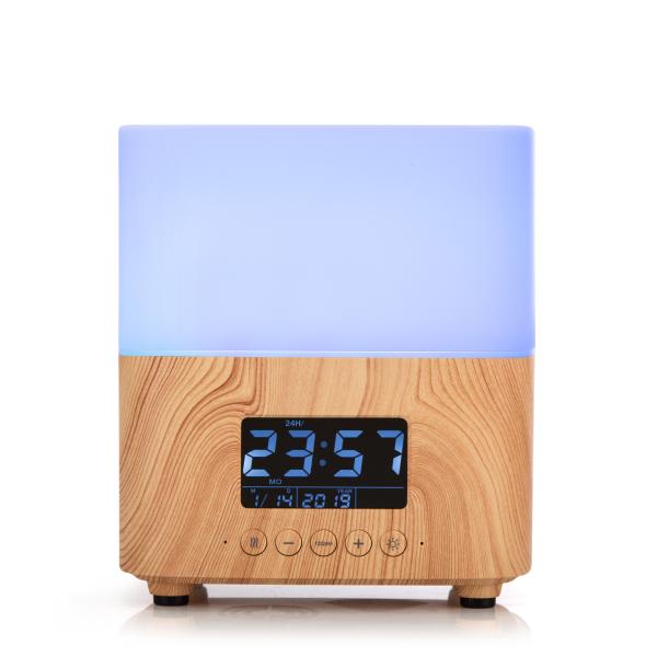 Cheap Hotel Ultrasonic Aroma Mist Essential Oil Diffuser Alarm Clock for sale
