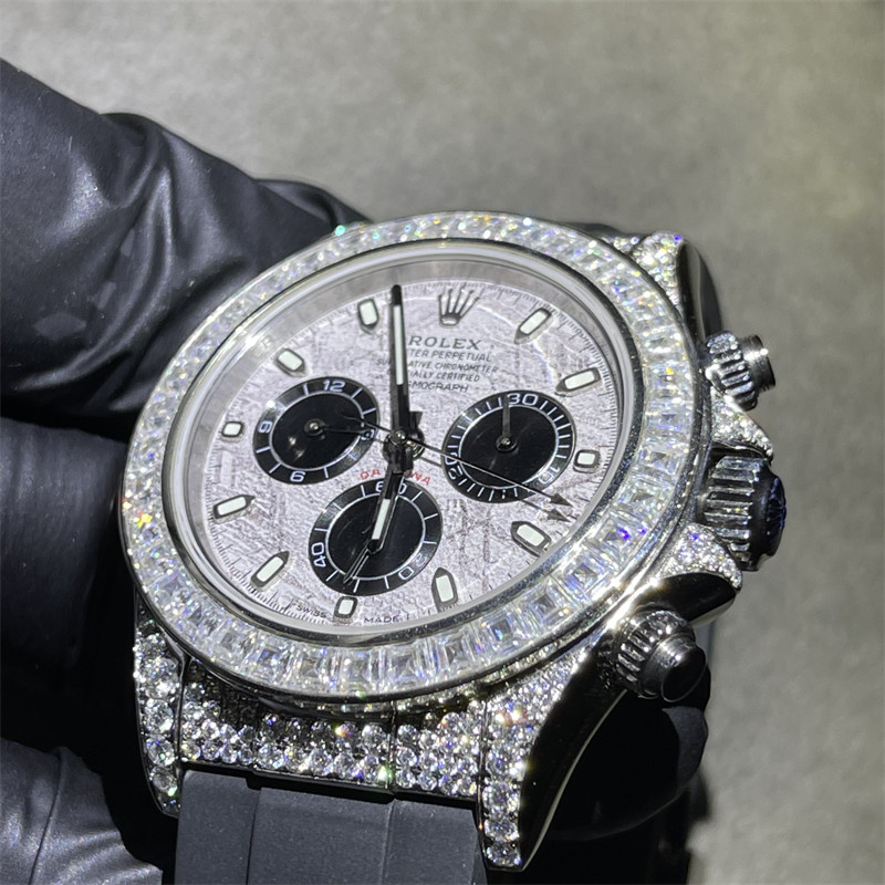Hand Setting Rolex Diamond Watch VVS1 Bling Iced Out Moissanite Watch