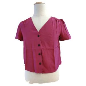 Quality Lady V Neck Breathable Viscose Short Sleeve Blouse wholesale