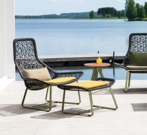 Quality Hot sales Leisure Hotel Aluminium PE Rattan chairs and table Outdoor Garden Backyard Lounge chair wholesale