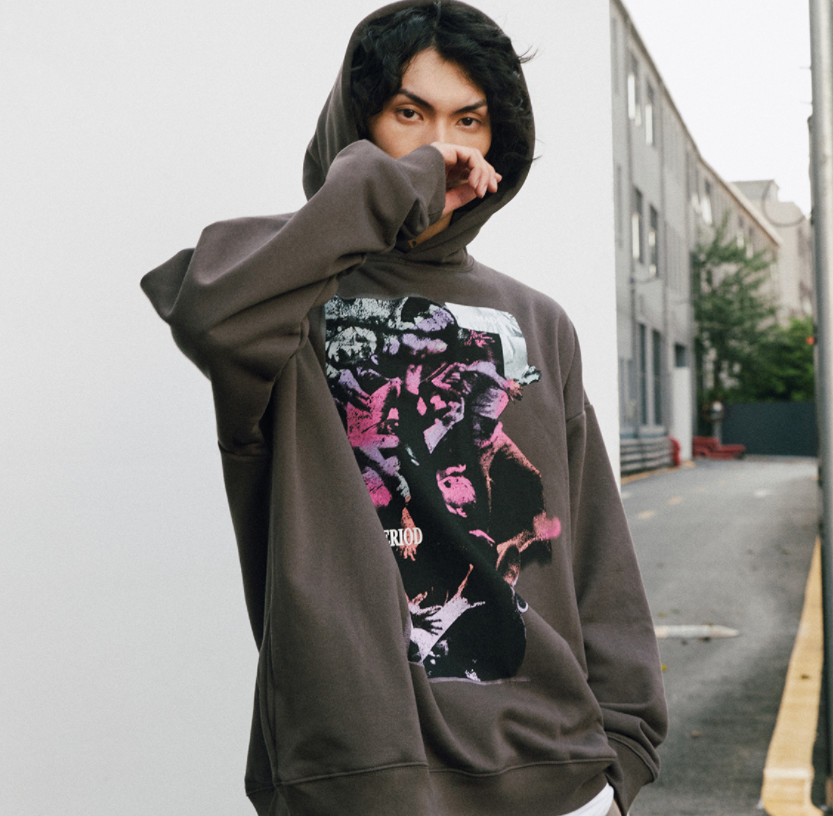 2021 New Styels Black And Dark Brown Pullover Printed Casual Fleece Hoodies Custom Logo