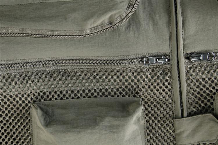 Custom Design Zip Black Utility Outdoor Workwear Journalist Multi-pocket Sleeveless Fishing Men Vest with Mesh