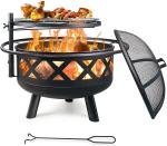 30'' Heavy Duty Charcoal Heating Stove Wood Burning Steel BBQ Grill