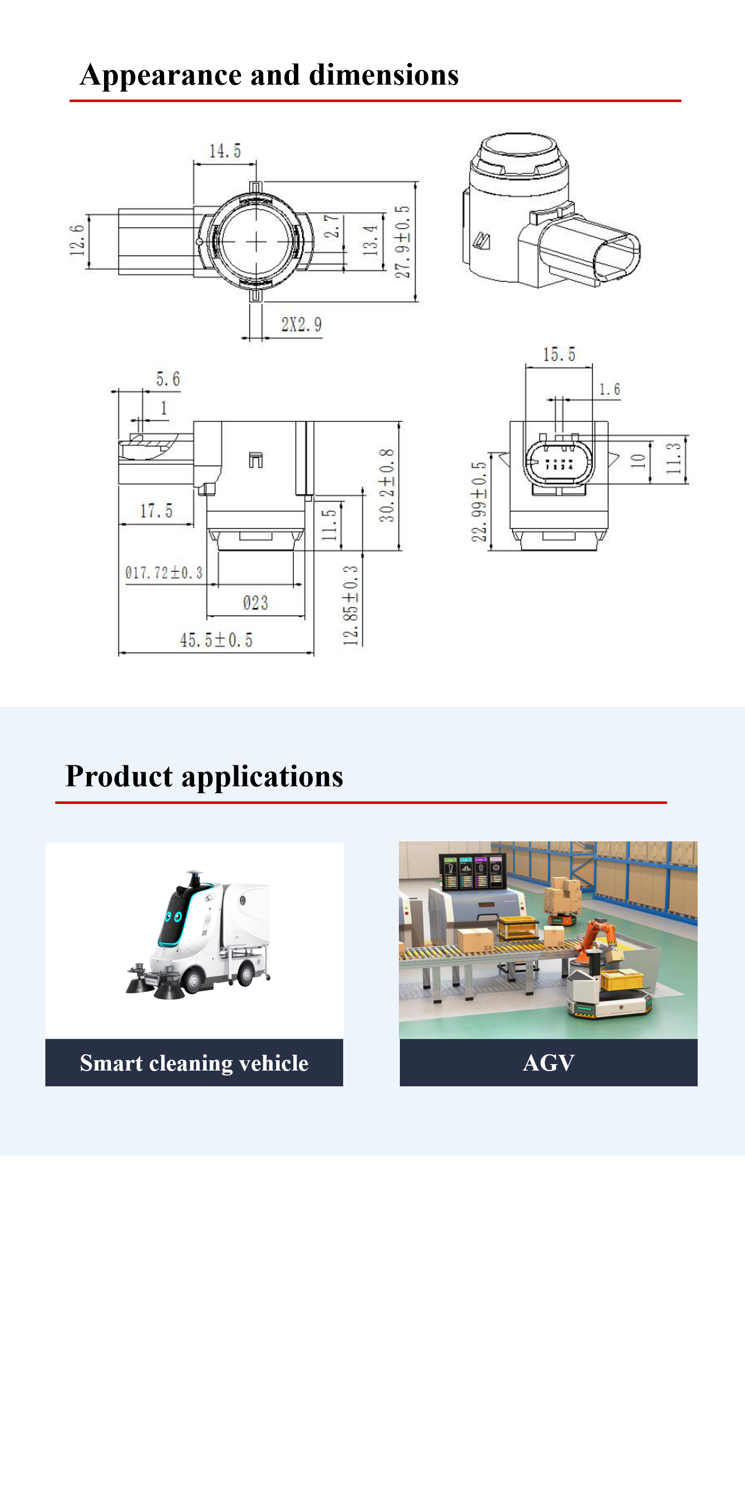 Piezoelectric Ultrasound Parking Sensor Ultrasonic Obstacle Avoidance Sensor For AGV