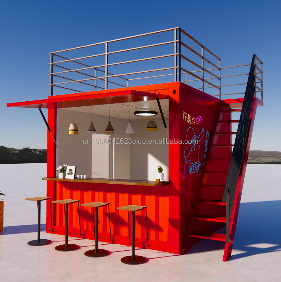 Shop Professional Customized Container Coffee Shop Bar Fast-food Restaurant Convenience Store Kiosk Booth with Aluminum Alloy Windows