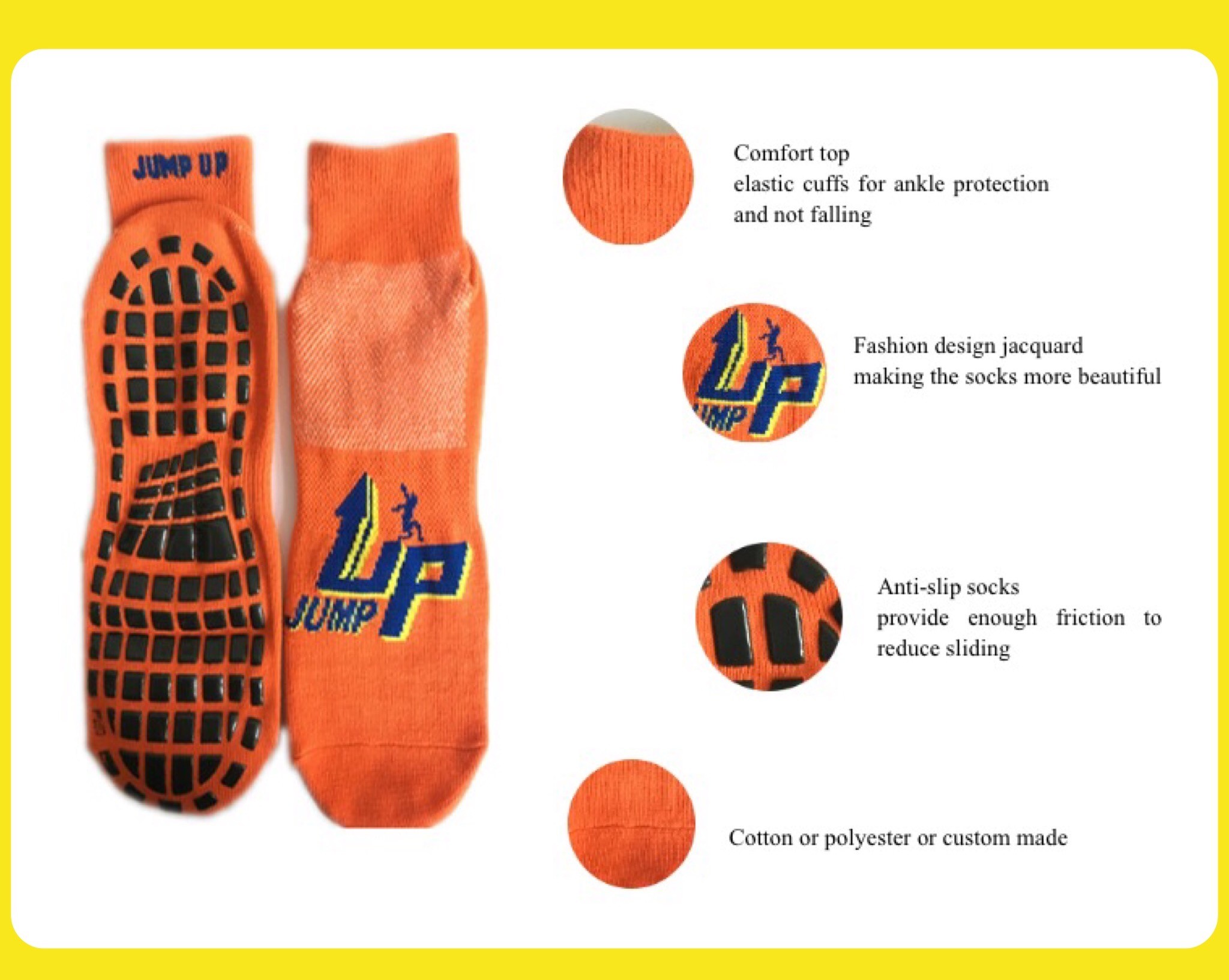 China Wholesale Trampoline Type Socks/ Polyester Kids Sports Trampoline Socks/ Non Slip Yoga Socks Kids Trampoline Socks