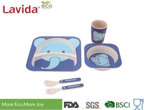 Quality Baby Elephant Design Bamboo Childrens Dinner Set , Recycled Natural Bamboo Kids Dinnerware wholesale